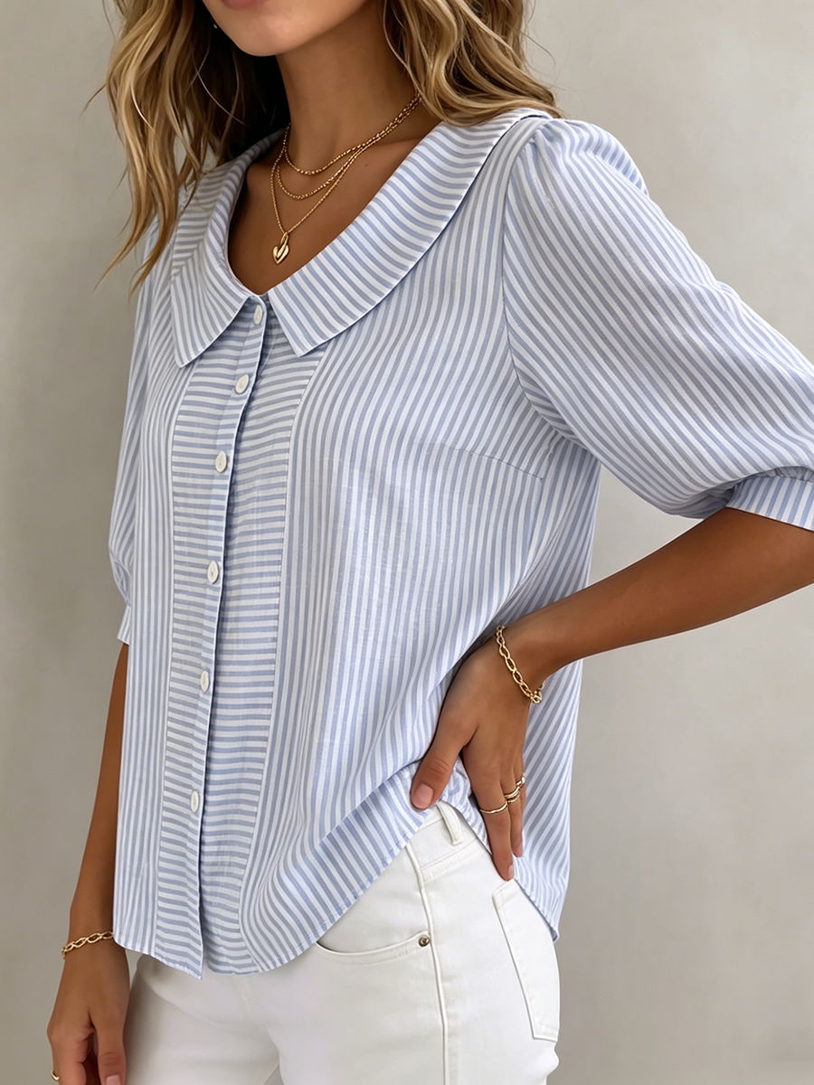 Bonita – Striped Peter Pan Collar Blouse