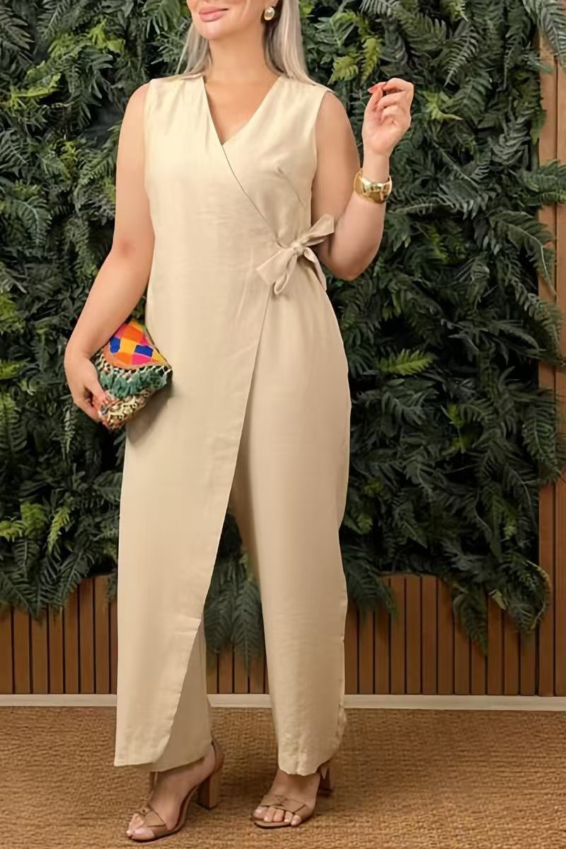 Elizabeth – Wrap Front Sleeveless Jumpsuit