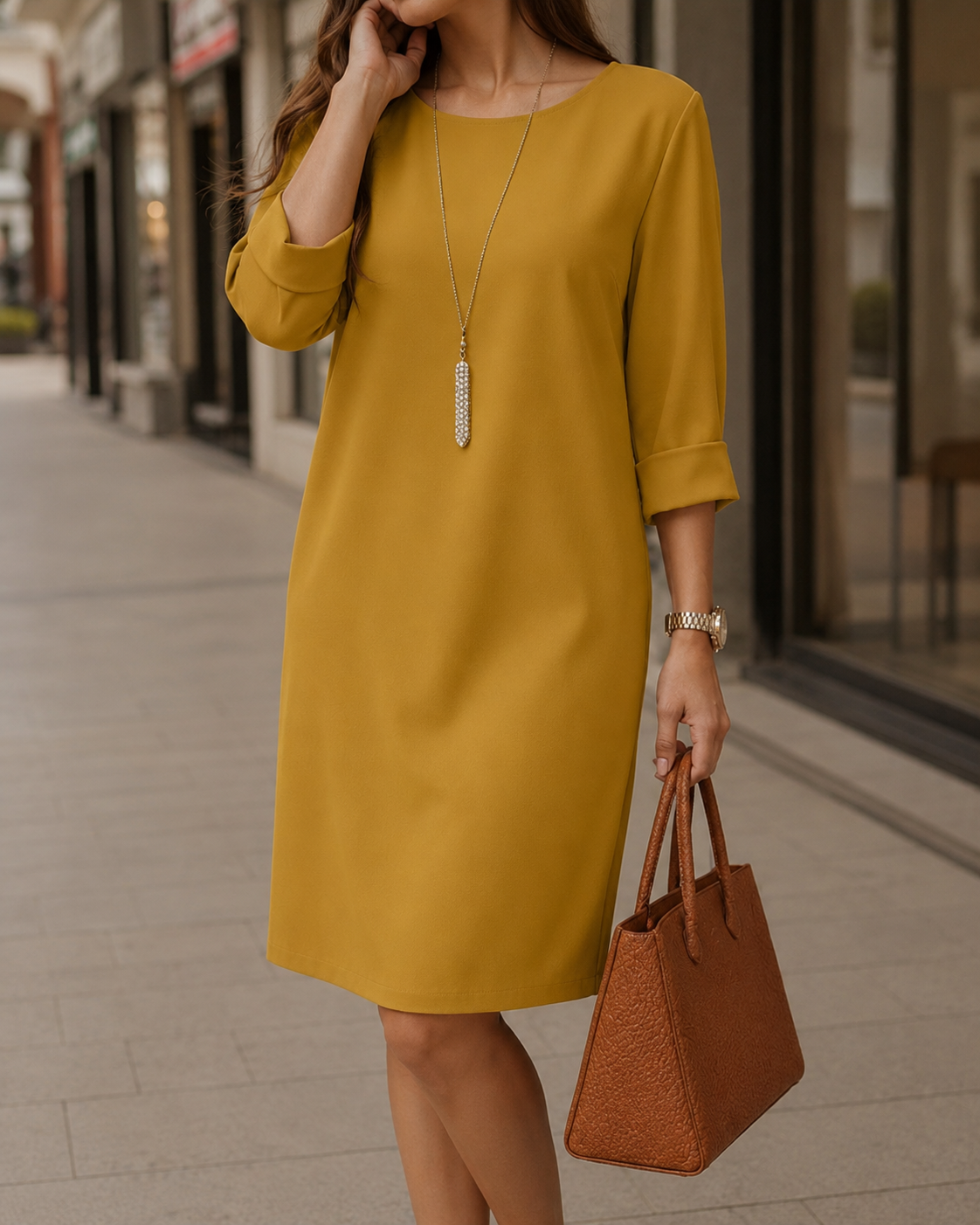 Shirley – Relaxed Midi Dress with Side Pockets
