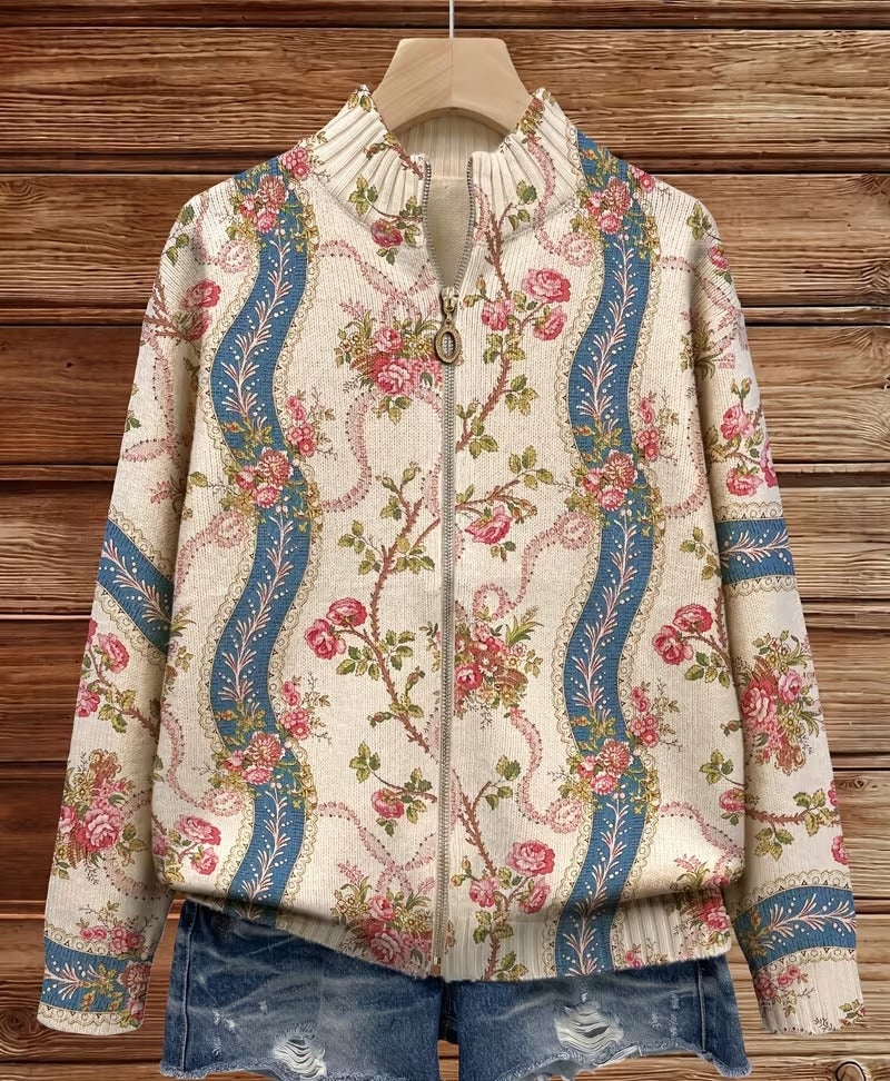Kathleen – Floral Print Zip-Up Jacket