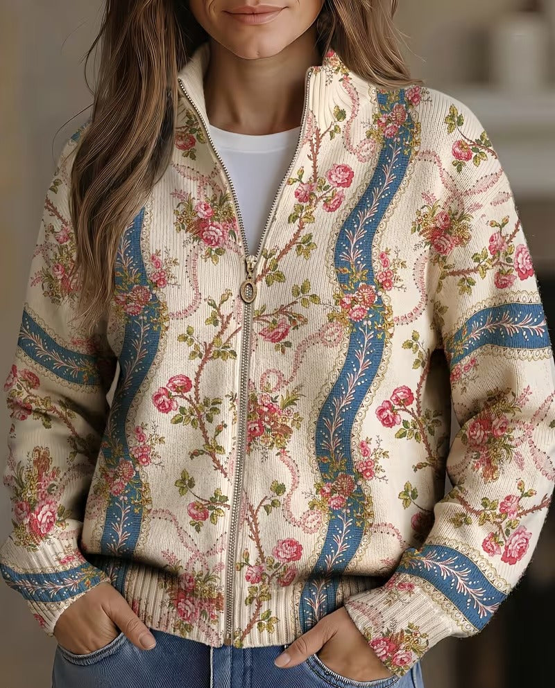 Kathleen – Floral Print Zip-Up Jacket