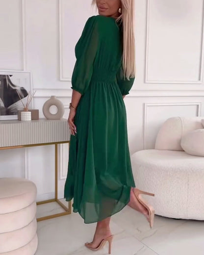 Emmaline | V-Neck Solid Colour Waist Dress