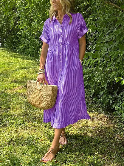 Phoebe | Striped Button-Up Dress