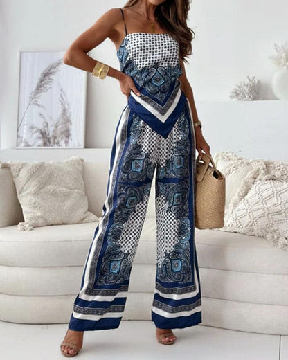 Carolanne | Holiday Ready Stylish Lace-Up Vest & Pants Two-Piece Set Dress