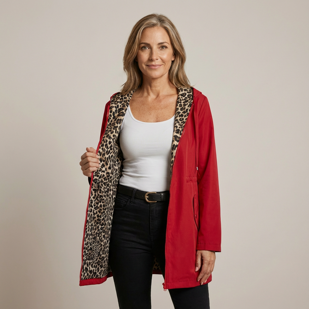 Lorraine – Reversible Hooded Jacket with Leopard Lining