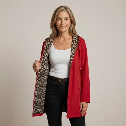 Lorraine – Reversible Hooded Jacket with Leopard Lining