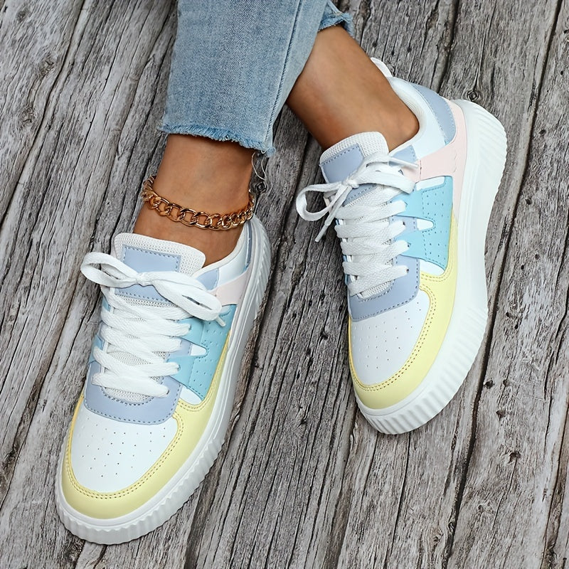 Janet – Lace-Up Colourblock Platform Sneakers