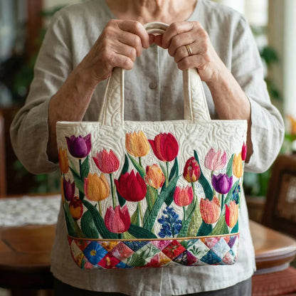 Vanessa – Quilted Tulip Garden Tote Bag