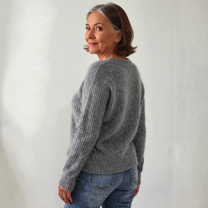 Lynn – Fluffy Knit Jumper with Sheep Print