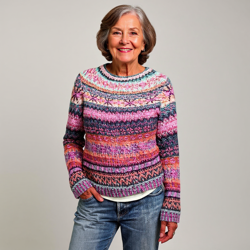 Hazel – Striped Knit Round Neck Jumper