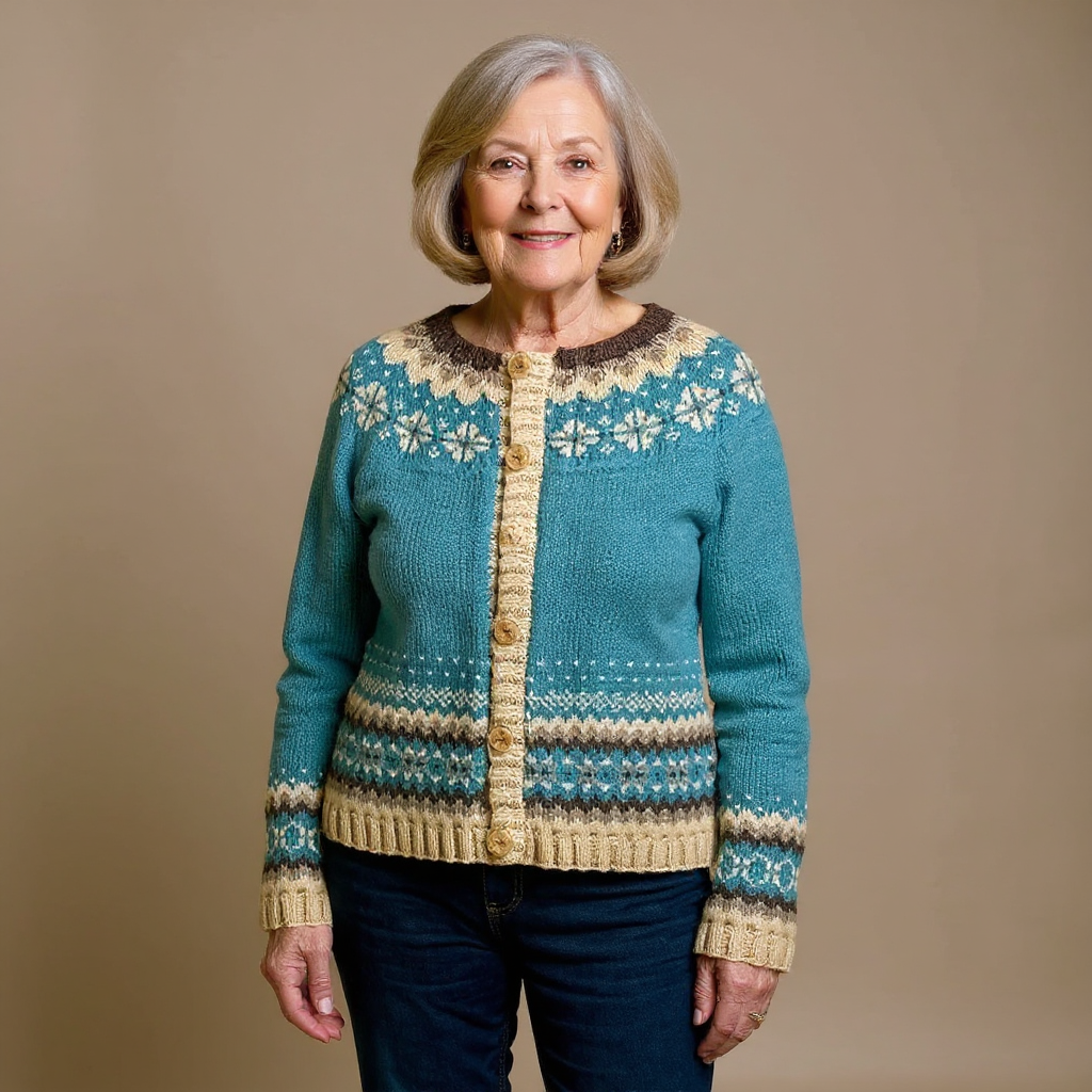Nellie – Fair Isle Knit Button-Up Cardigan
