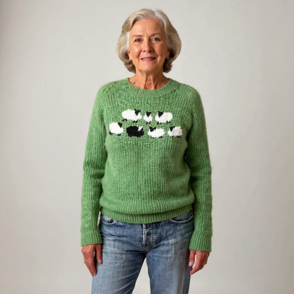 Marie – Charming Sheep Intarsia Knit Jumper
