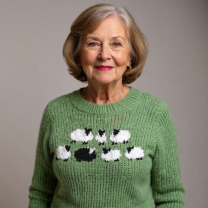 Marie – Charming Sheep Intarsia Knit Jumper