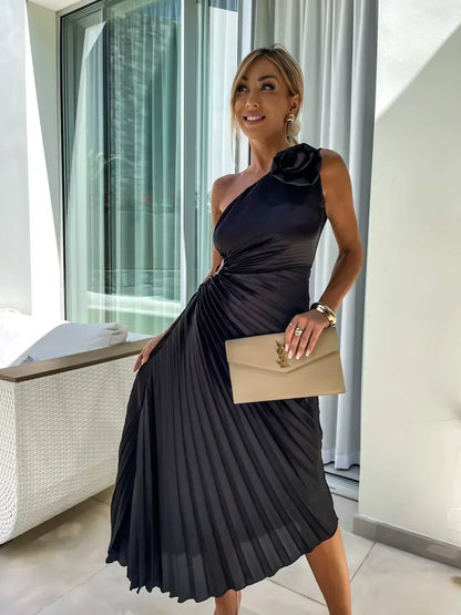Lavinia | Elegant Floral One-Shoulder Maxi Dress