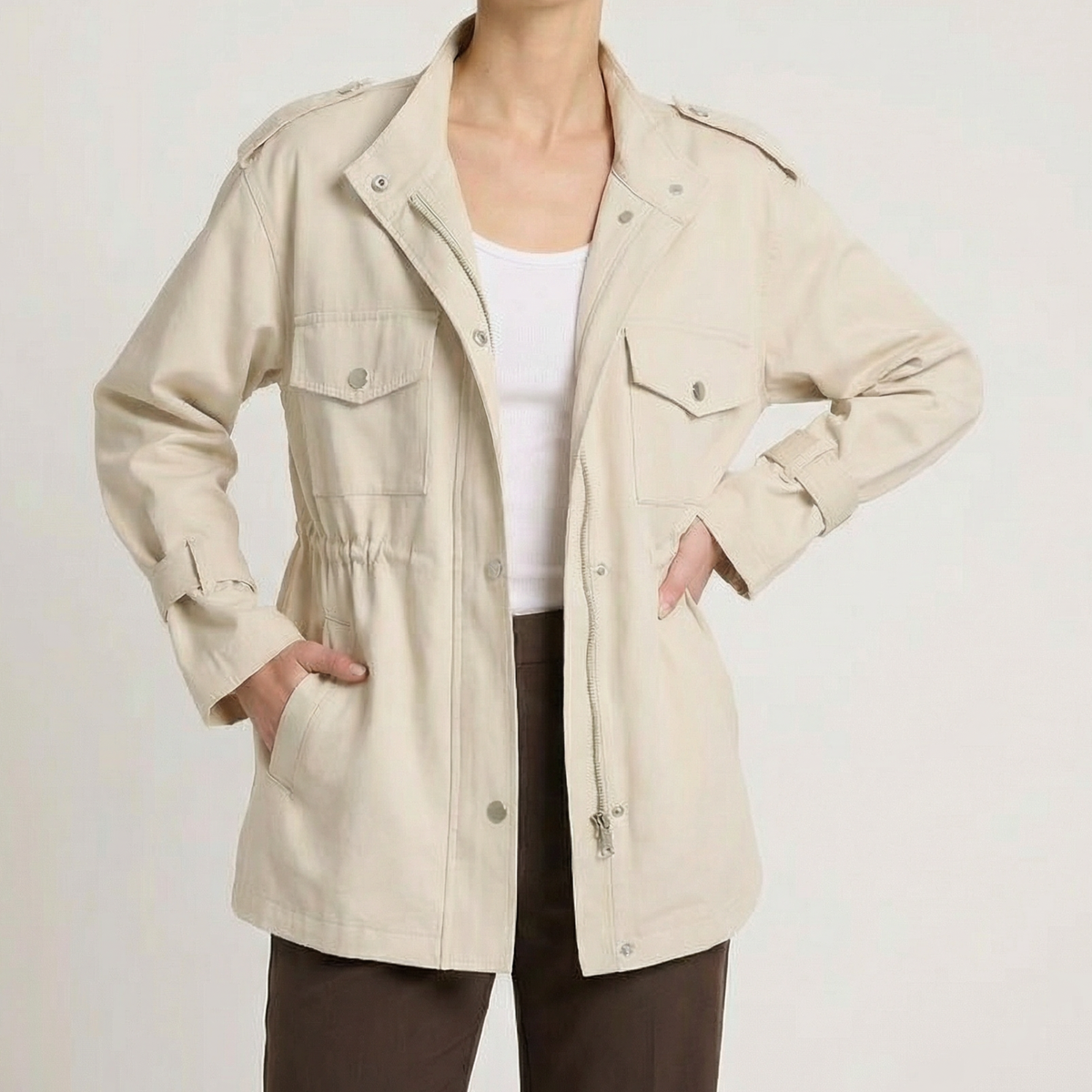 Rebecca – Cinched Waist Utility Jacket