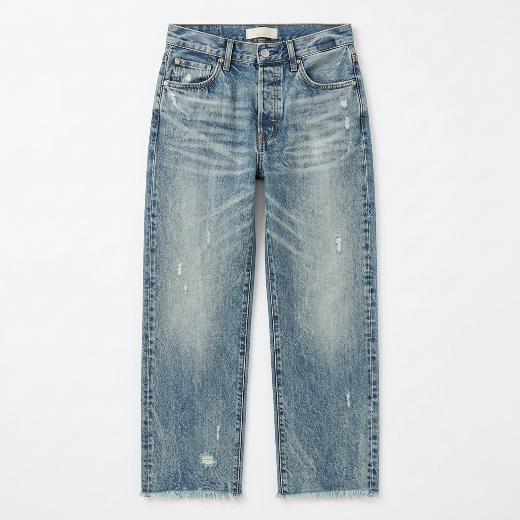 Wilma – Straight Leg Cropped Fringed Jeans