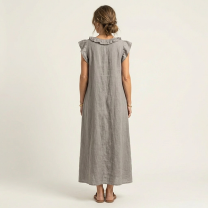 Sue – Ruffle V-Neck Relaxed Maxi Dress