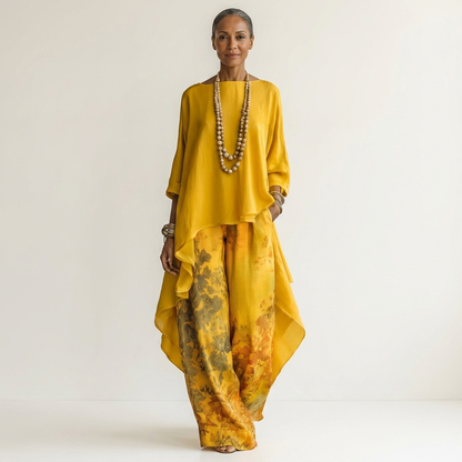 Cassandra – Watercolour Floral Flowing Two-Piece Set