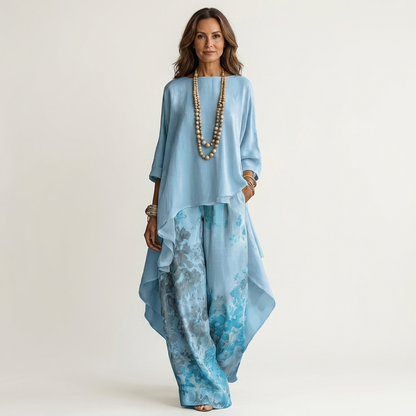 Cassandra – Watercolour Floral Flowing Two-Piece Set