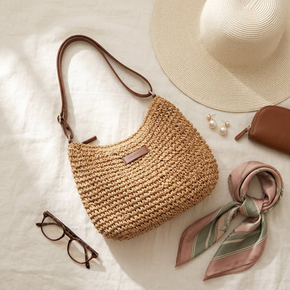 Angela – Woven Hobo Shoulder Bag