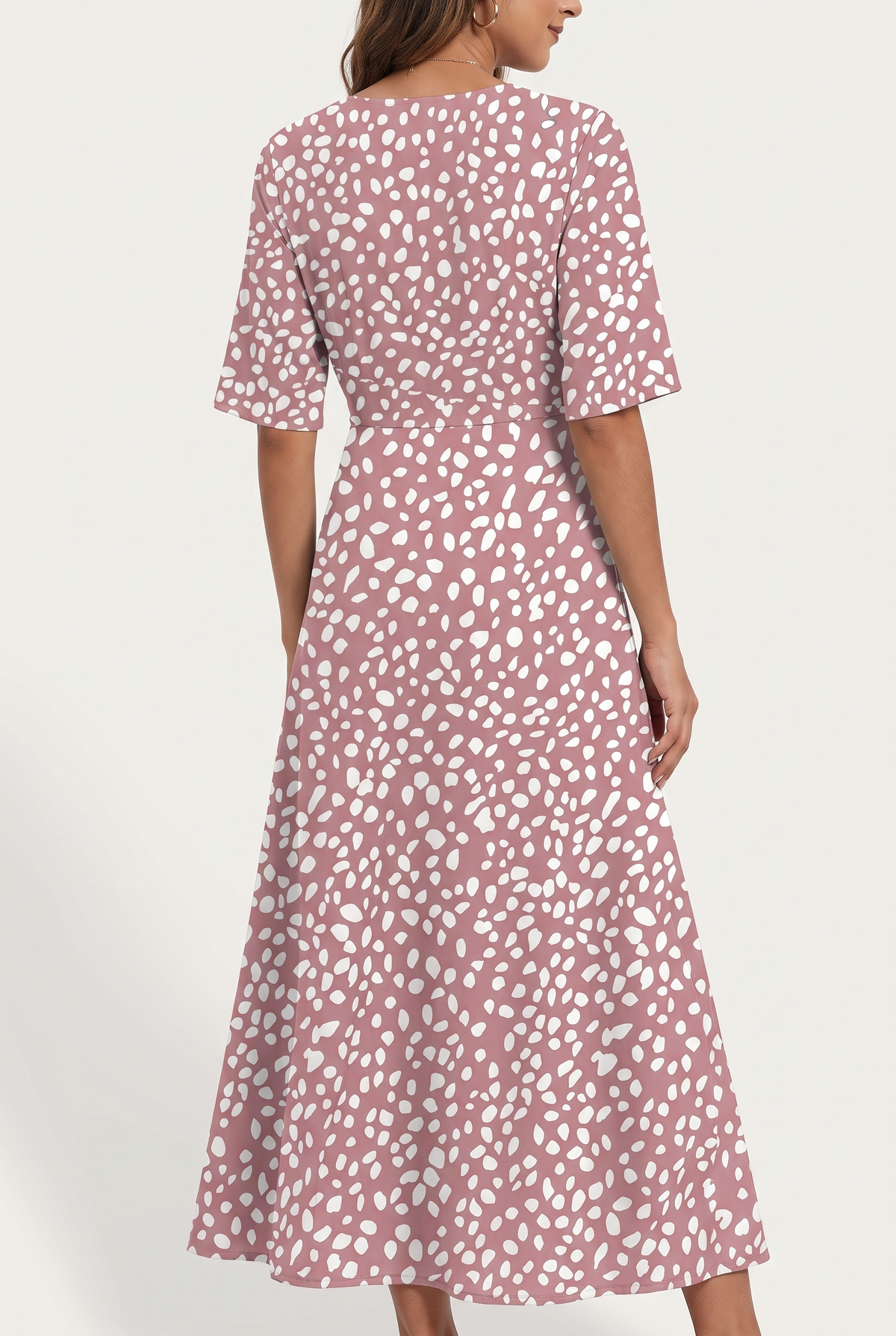 Teresa – Spot Print Tummy Covering Midi Dress
