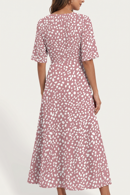 Teresa – Spot Print Tummy Covering Midi Dress