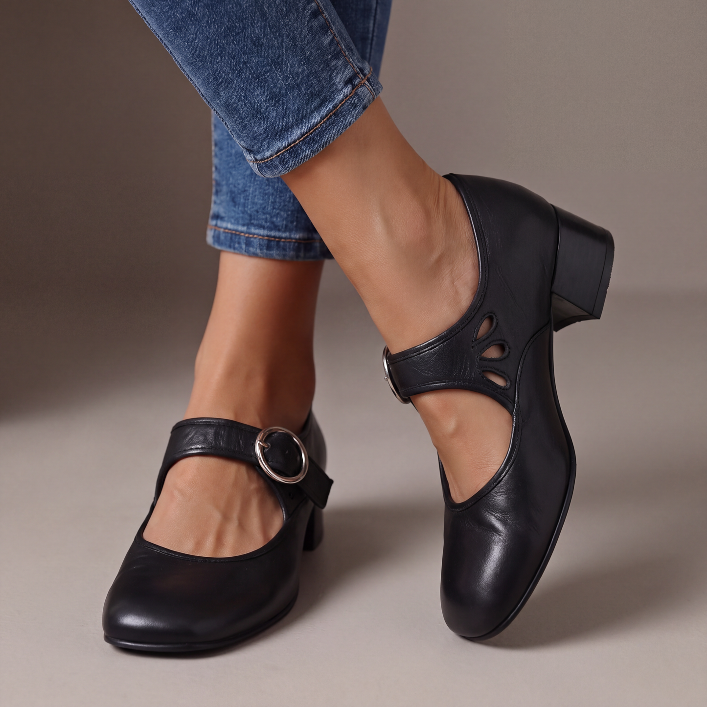 Sonya – Buckle Strap Block Heel Mary Janes
