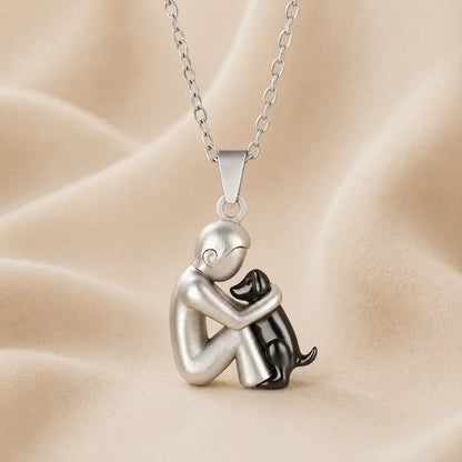 Paula – Person and Dog Embrace Pendant Necklace