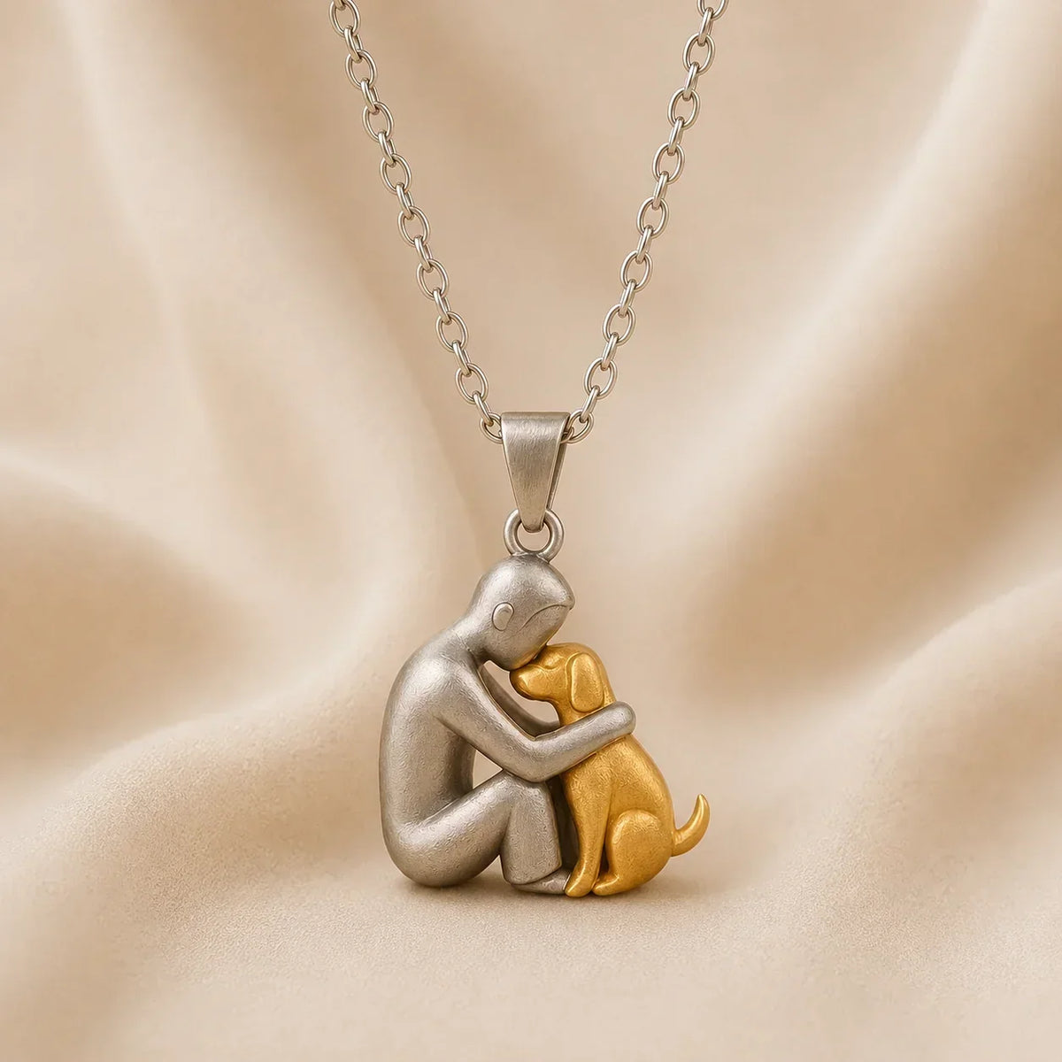 Paula – Person and Dog Embrace Pendant Necklace