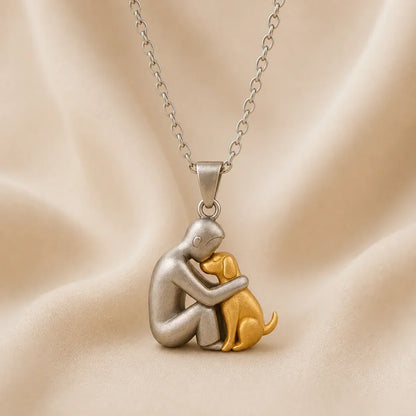 Paula – Person and Dog Embrace Pendant Necklace