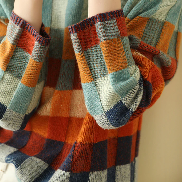 Faye – Retro Check Turtleneck Jumper