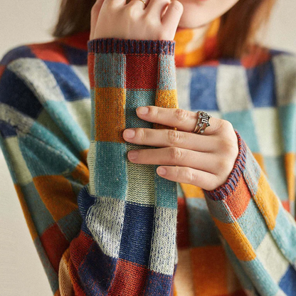 Faye – Retro Check Turtleneck Jumper
