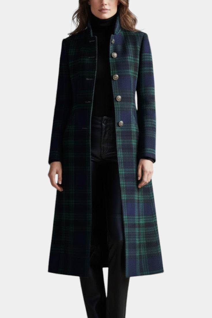 Reba – Tailored Plaid Long Coat