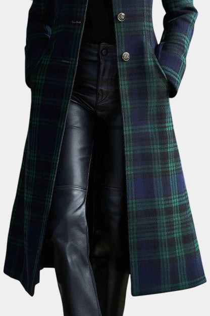 Reba – Tailored Plaid Long Coat