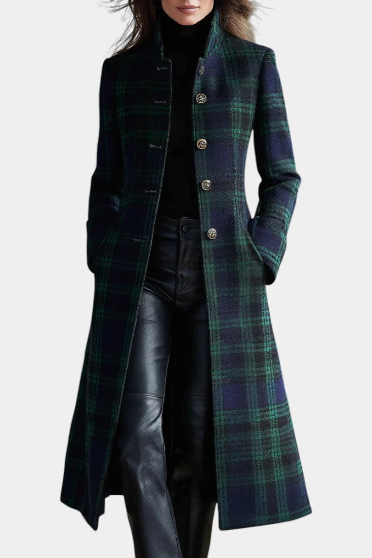 Reba – Tailored Plaid Long Coat