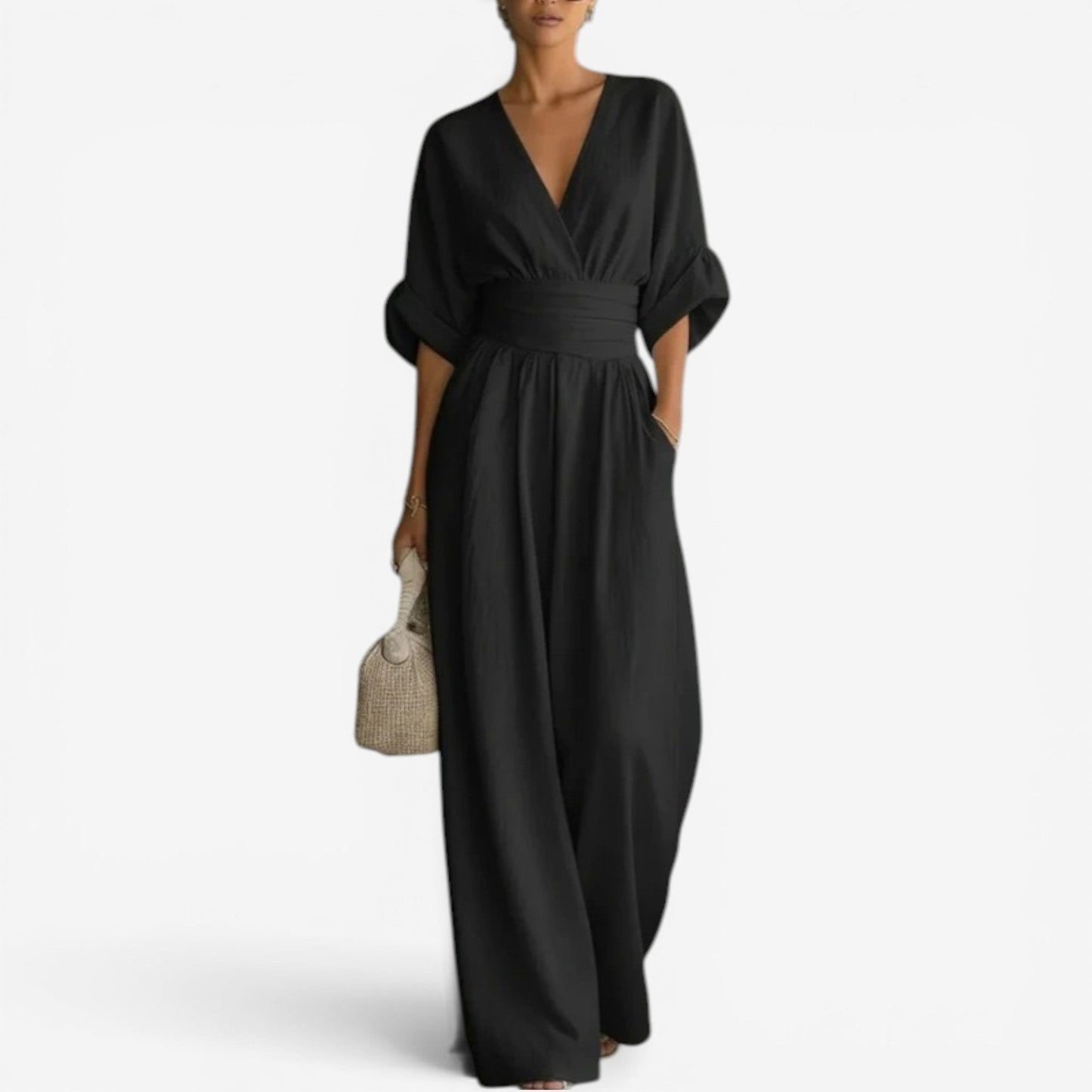 Alvina – Wide-Leg Cinched Waist Jumpsuit