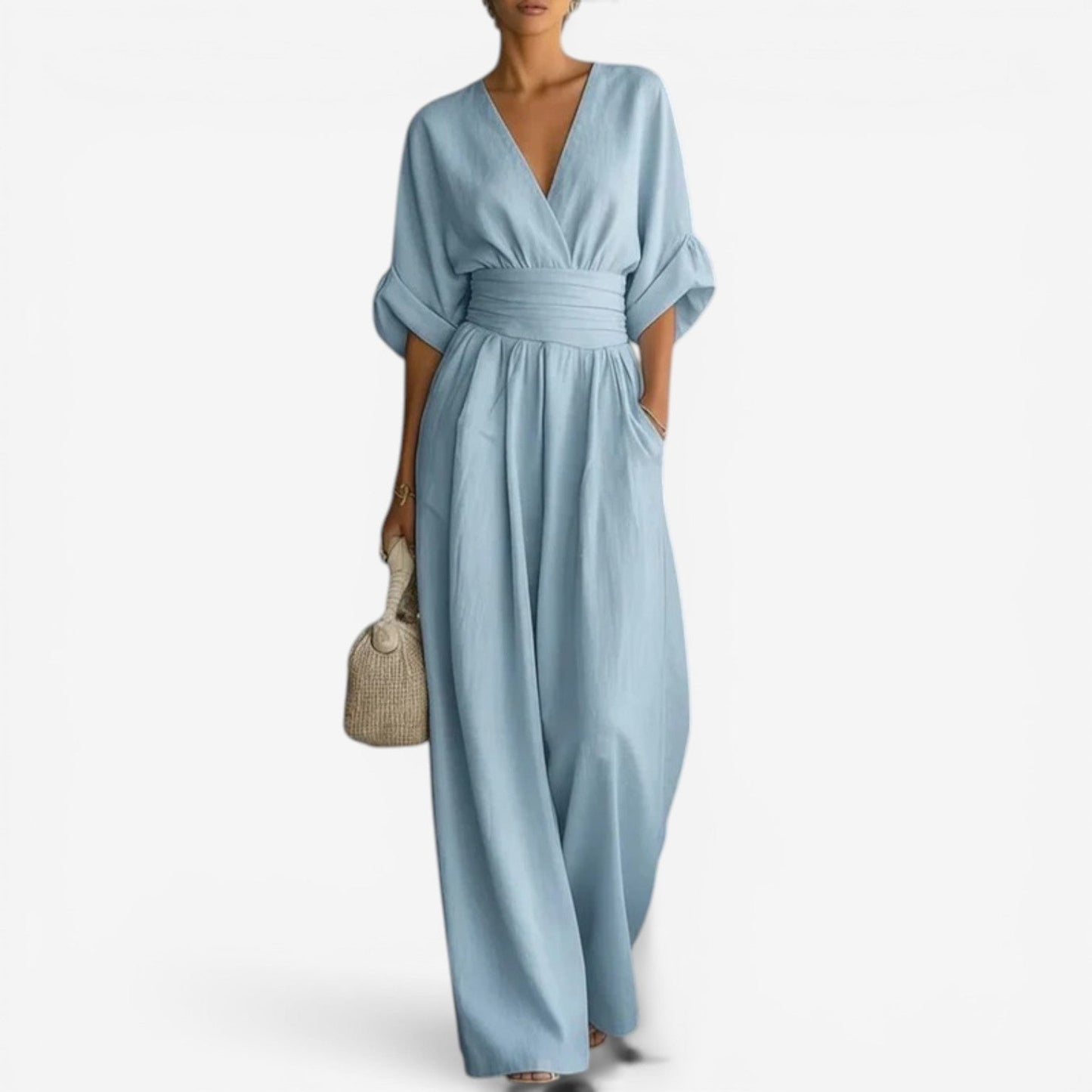 Alvina – Wide-Leg Cinched Waist Jumpsuit