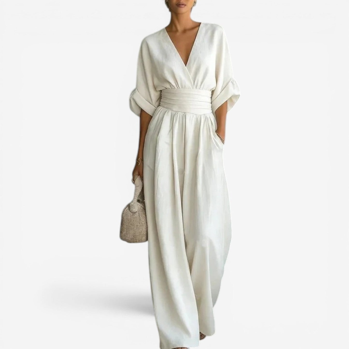 Alvina – Wide-Leg Cinched Waist Jumpsuit