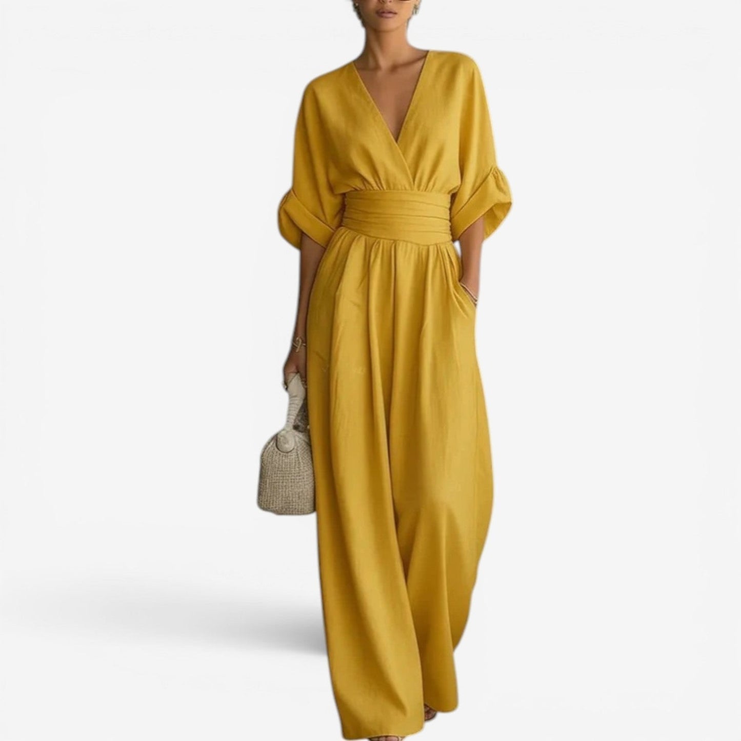 Alvina – Wide-Leg Cinched Waist Jumpsuit