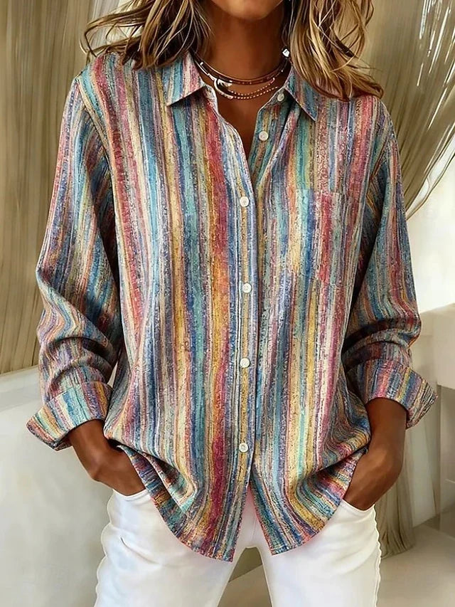 Stephanie – Striped Button-Up Relaxed Shirt