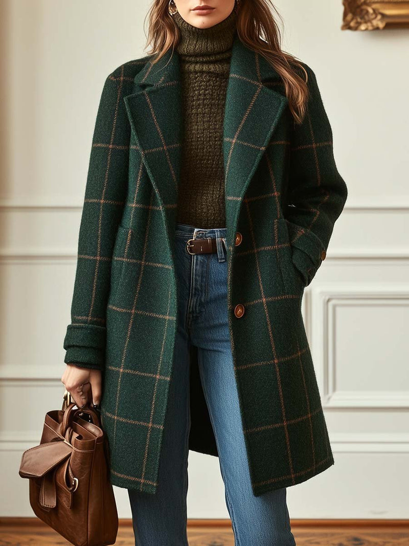 Ola – Retro Plaid Tailored Coat