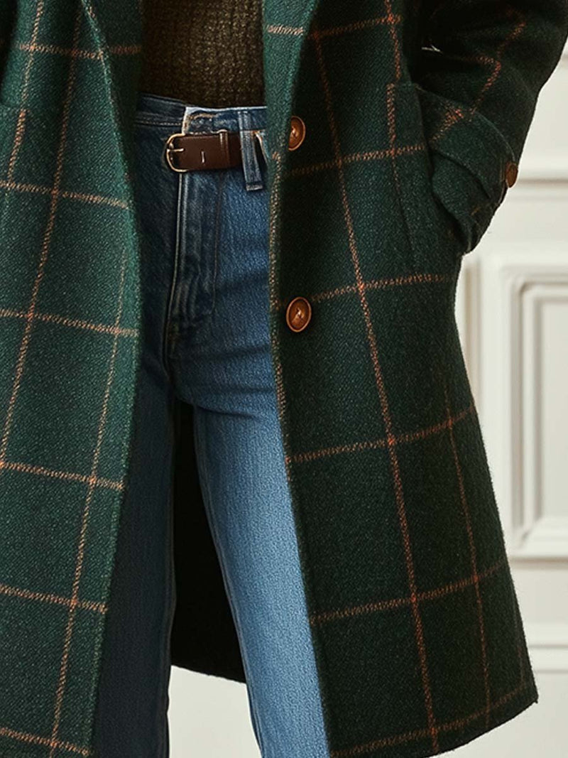 Ola – Retro Plaid Tailored Coat