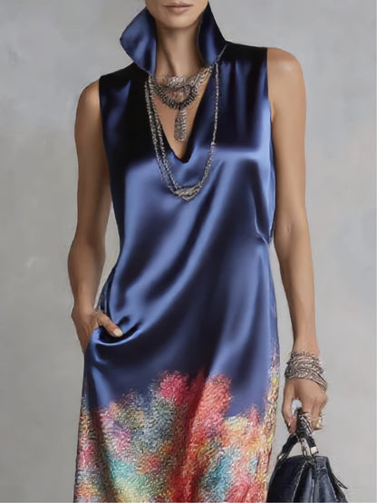 Arlene | Satin Printed Midi Dress