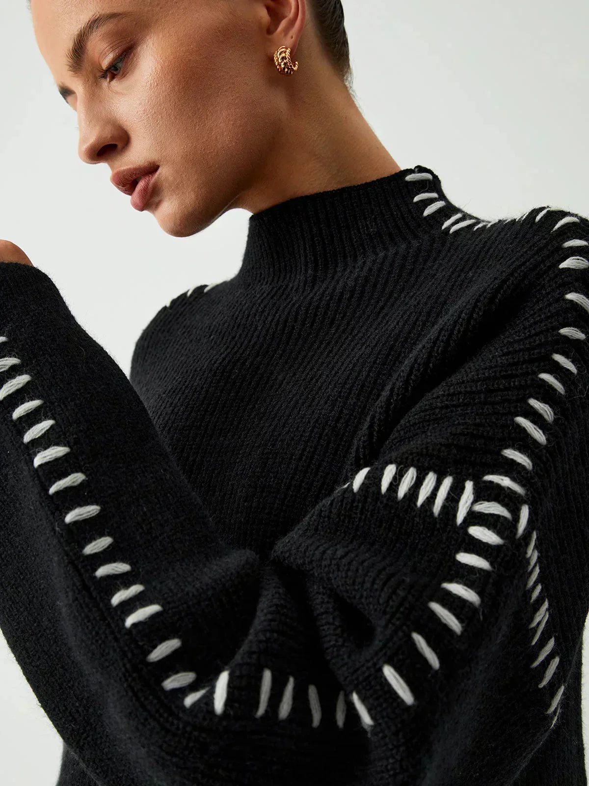 Jolene – Oversized Whipstitch Detail Jumper