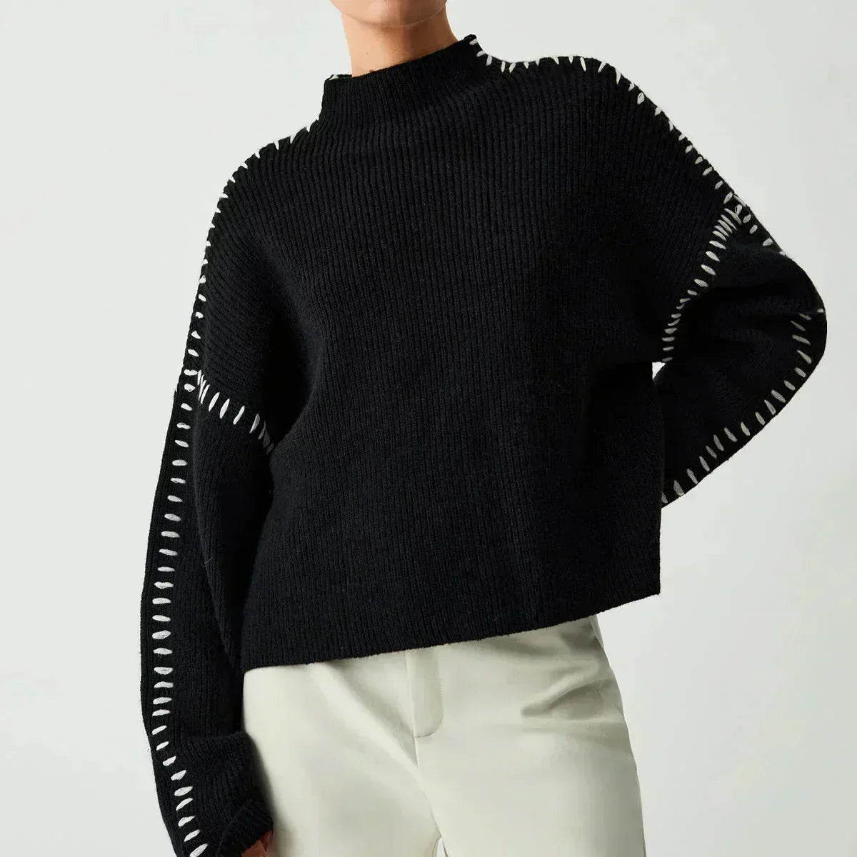 Jolene – Oversized Whipstitch Detail Jumper