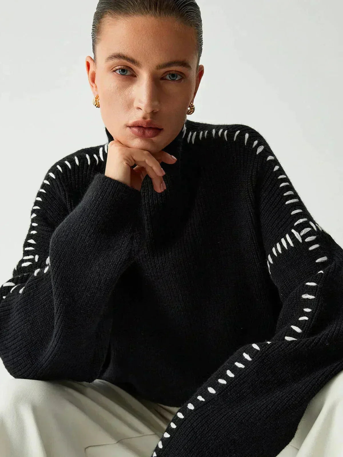 Jolene – Oversized Whipstitch Detail Jumper