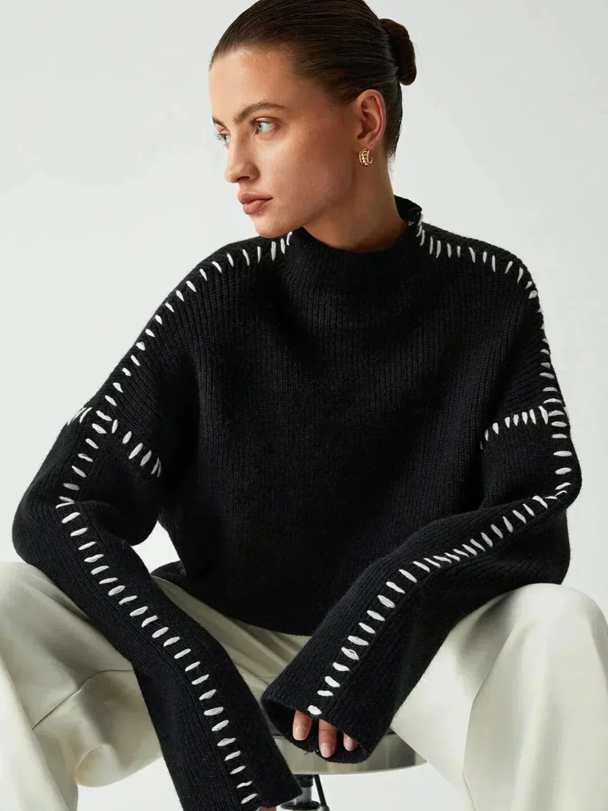 Jolene – Oversized Whipstitch Detail Jumper