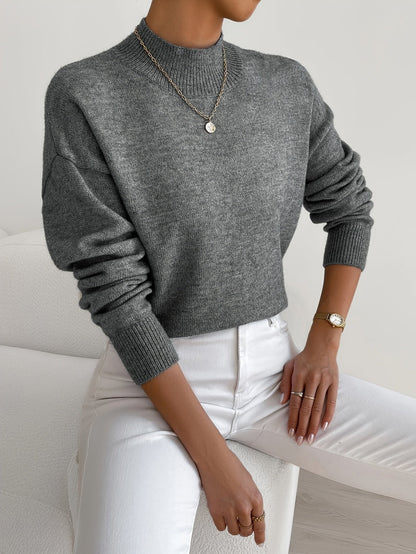 Tabatha – Mock Neck Relaxed Knit Jumper