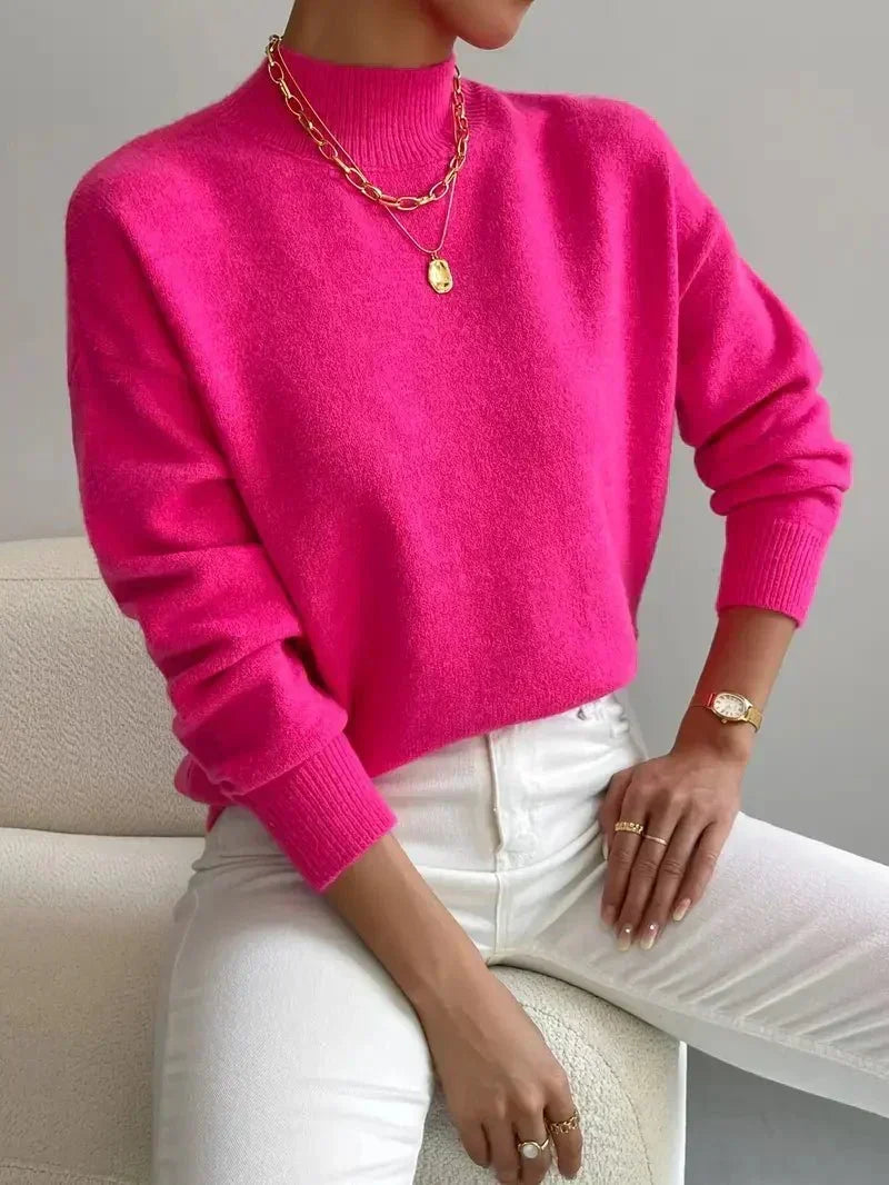 Tabatha – Mock Neck Relaxed Knit Jumper