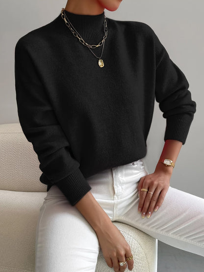Tabatha – Mock Neck Relaxed Knit Jumper